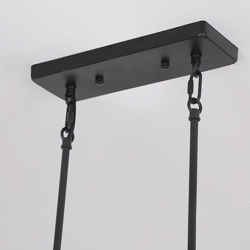 Finubit Retro Rectangular Metal & Wood Pendant Light, 5 Heads, 2 Style