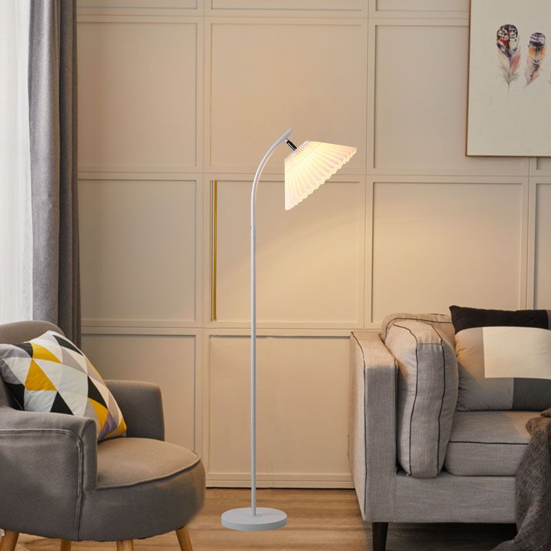 Kivavit Modern Arc Pleated Metal Fabric Floor Lamp, 3 Color