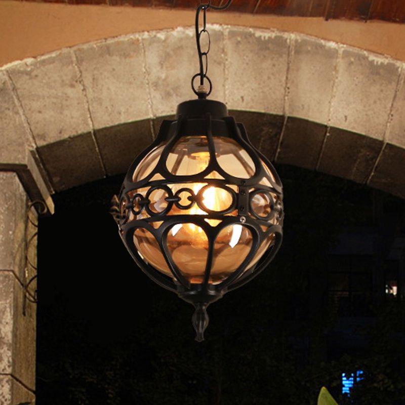 Mumakoke Loft Sphere Vintage Farmhouse Rustic Pendant Light Black/Bronze Dining Room