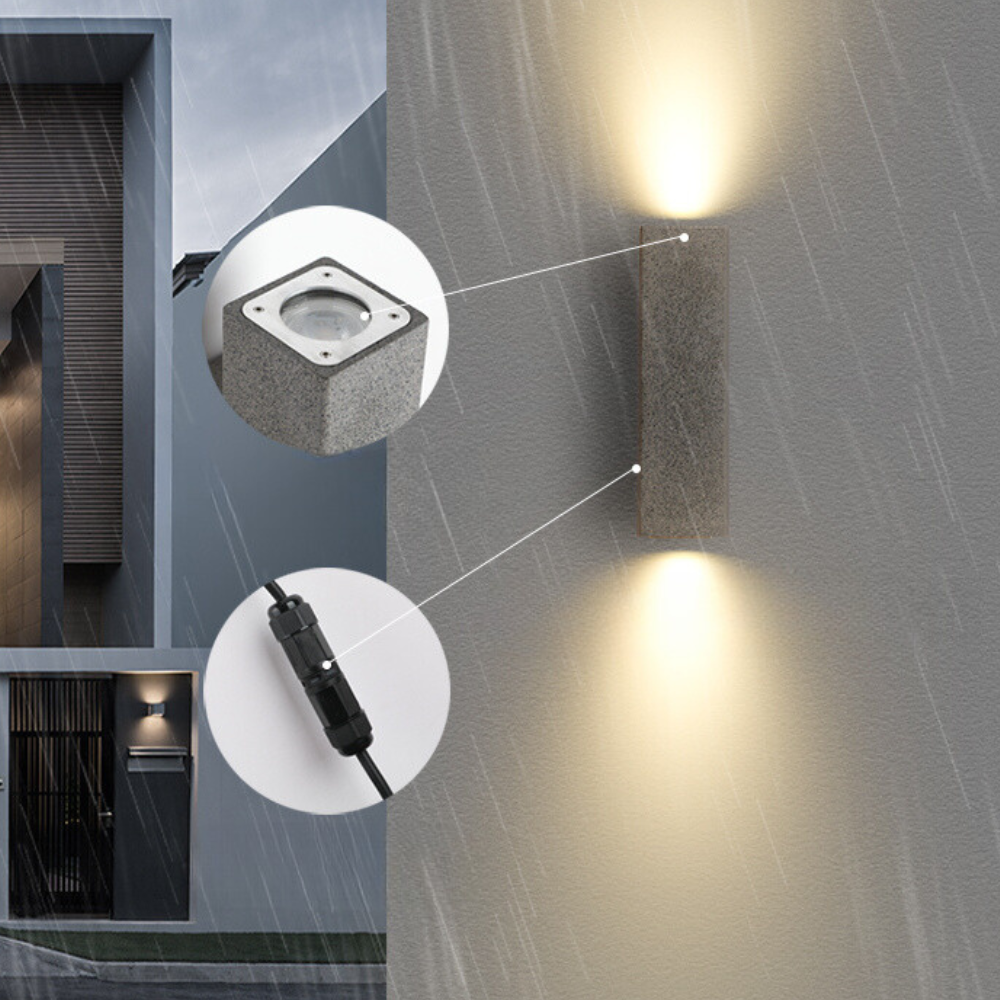 Ginilom Minimalist Cement Square Outdoor Wall Lamp, White