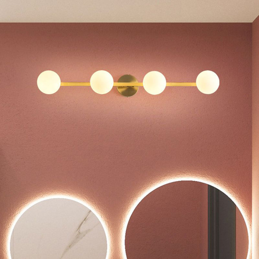 Lomisek Retro Globe Linear Metal/Glass Wall Lamp, Gold, Bathroom