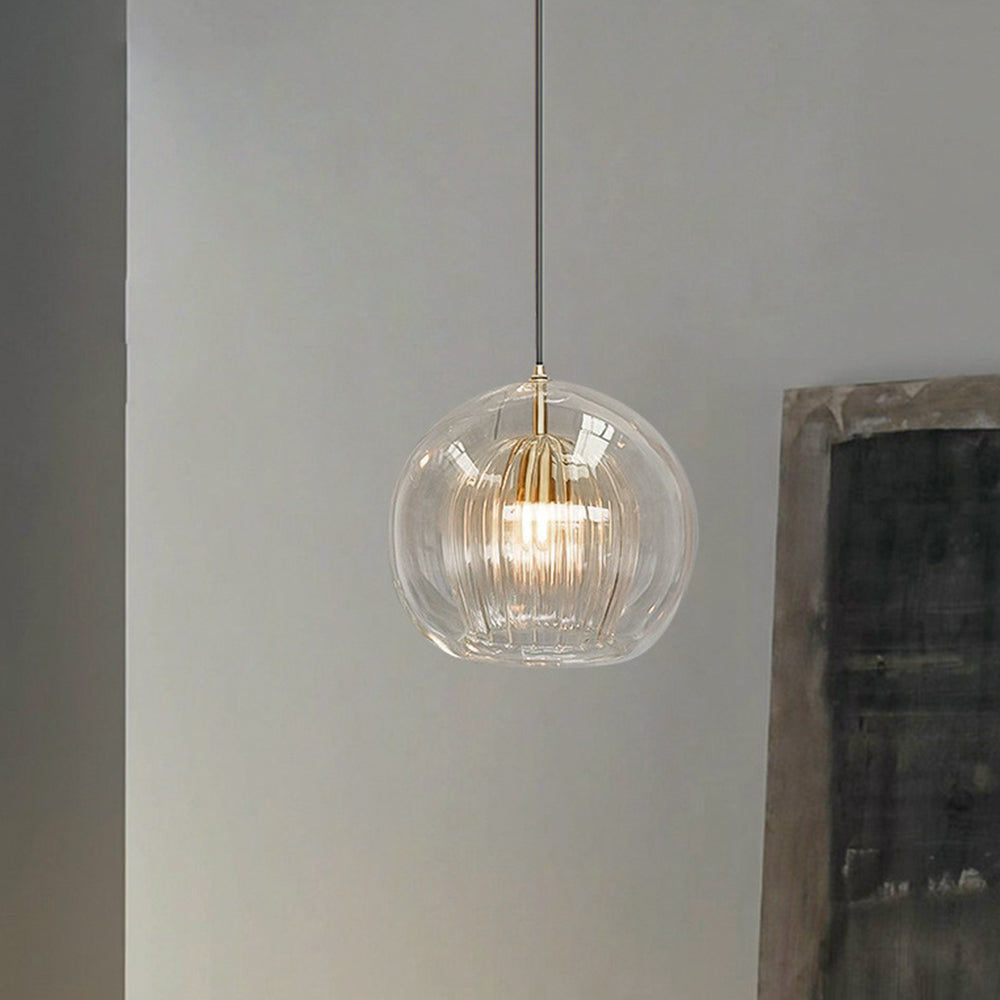 Althio Pendant Light Glass Globe Clear Amber-Relic Pieces