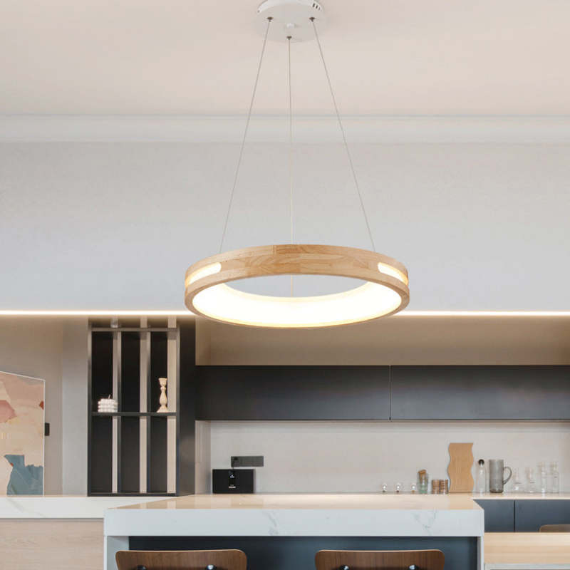 Bosegam Modern Ring Wood Pendant Light