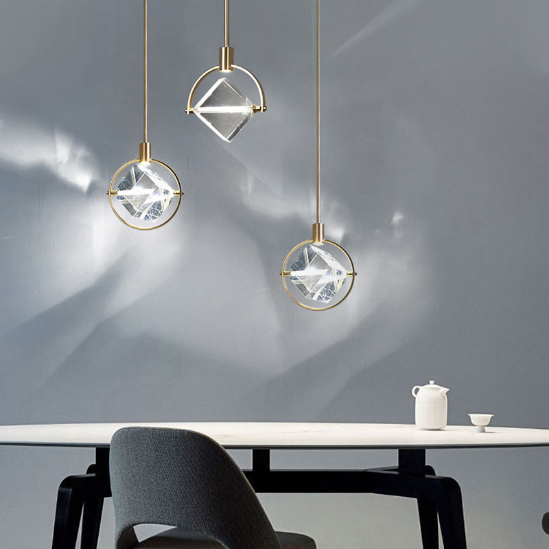 Samiror Modern Luxury Geometry Metal/Crystal Pendant Light, Gold