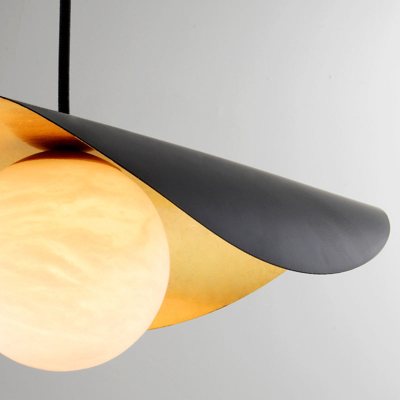 Fedemil Modern Nordic Minimalist Metal/Marble Pendant Light, Black