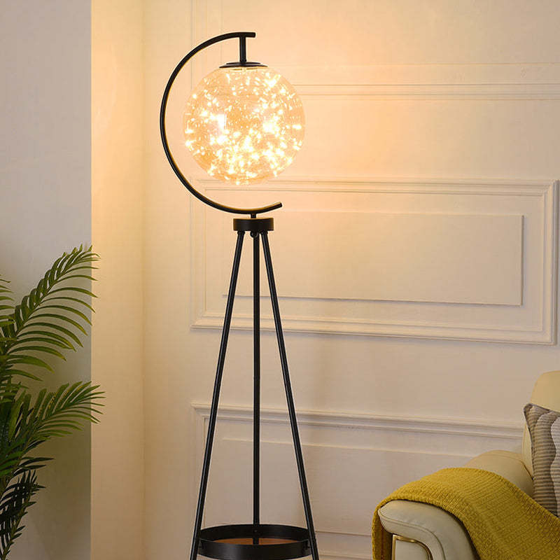 Vukovin Modern Starry Globe Glass Floor Lamp, Gold