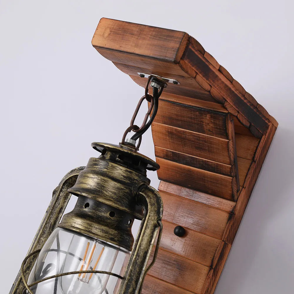 Orlena Wall Lamp Lantern Vintage Wooden Rustic-Relic Pieces