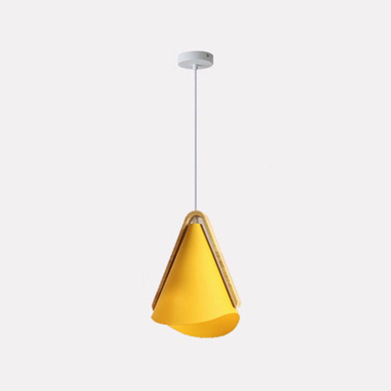 Jegogas Modern Cone Pendant Light, Wood/Metal