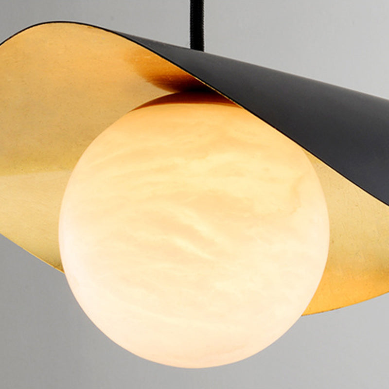 Fedemil Modern Nordic Minimalist Metal/Marble Pendant Light, Black
