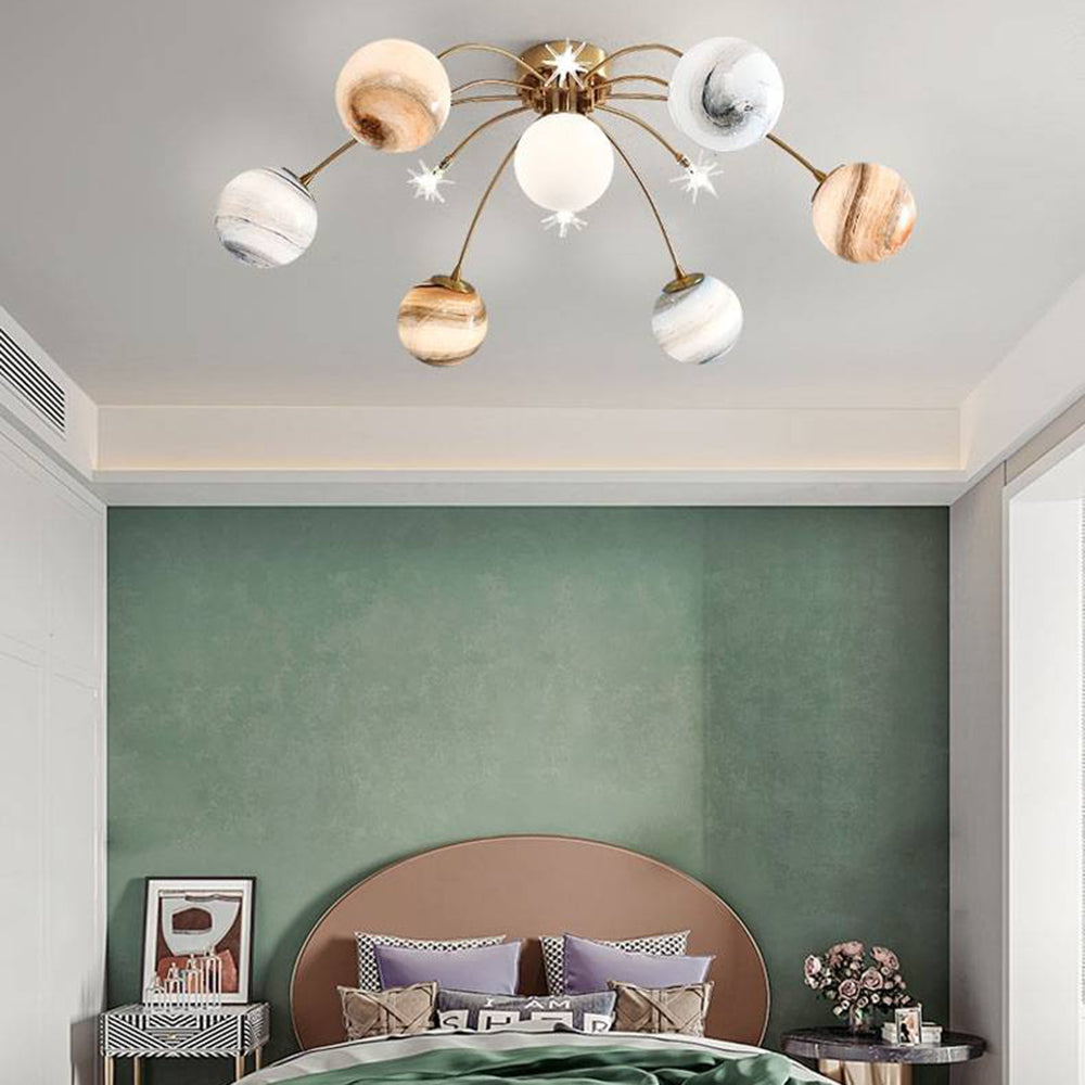Zomovir Modern Planet Flush Mount Ceiling Light, Living Room