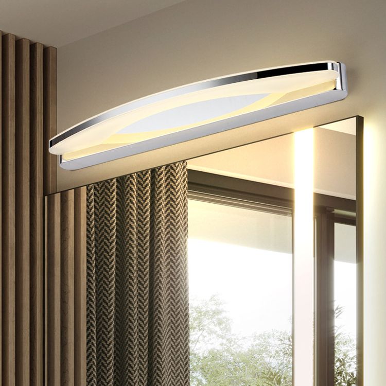 Ralosok Minimalist Oval Vanity Wall Lamp, Chrome, Bedroom/Bathroom