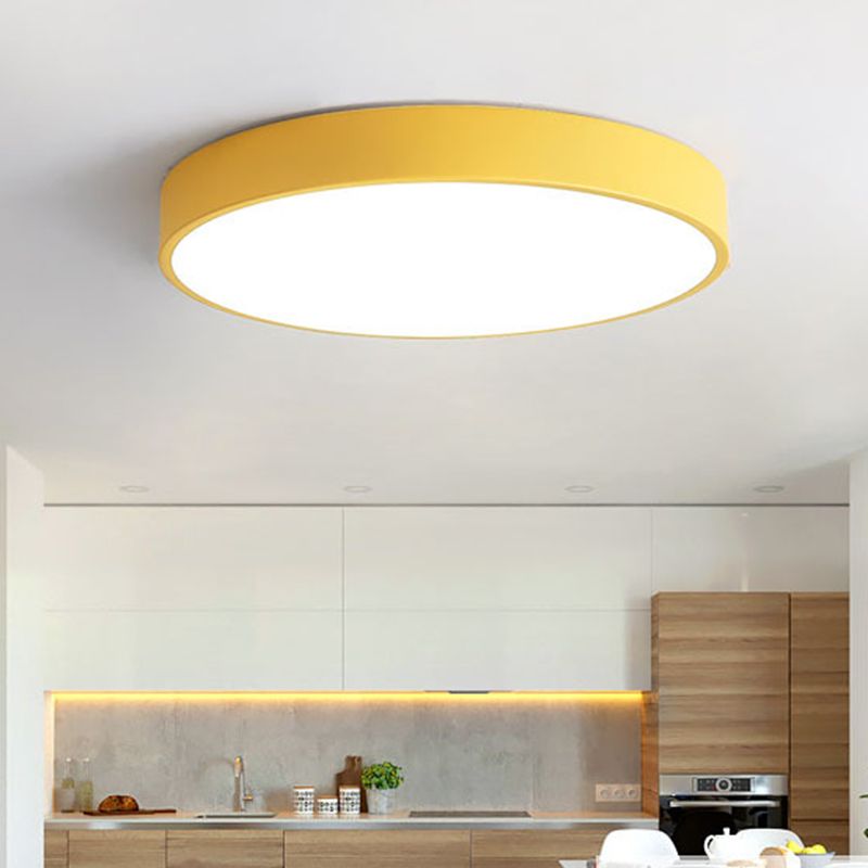 Metovok Ceiling Light Rond Flush Mount, Yellow/Blue/Green/Pink/Grey, Bedroom