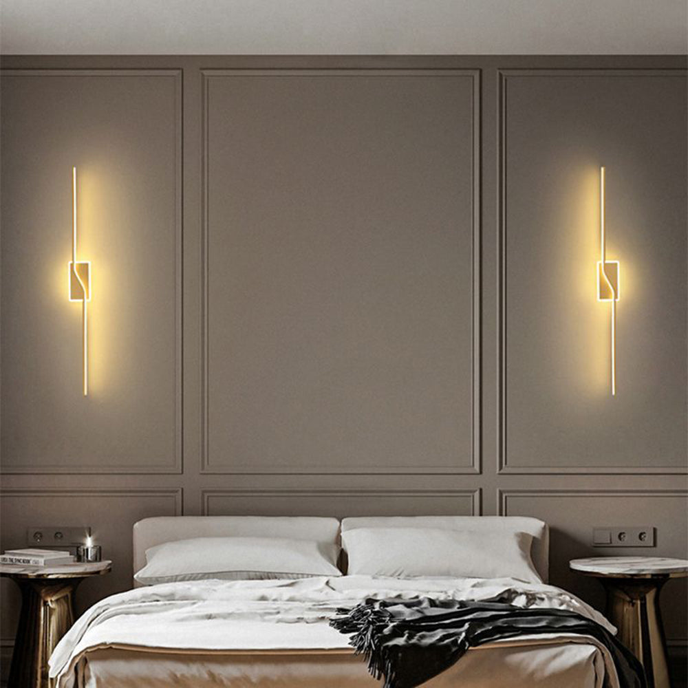 Jolevos Luxury Curved Linear Metal Wall Lamp, Gold