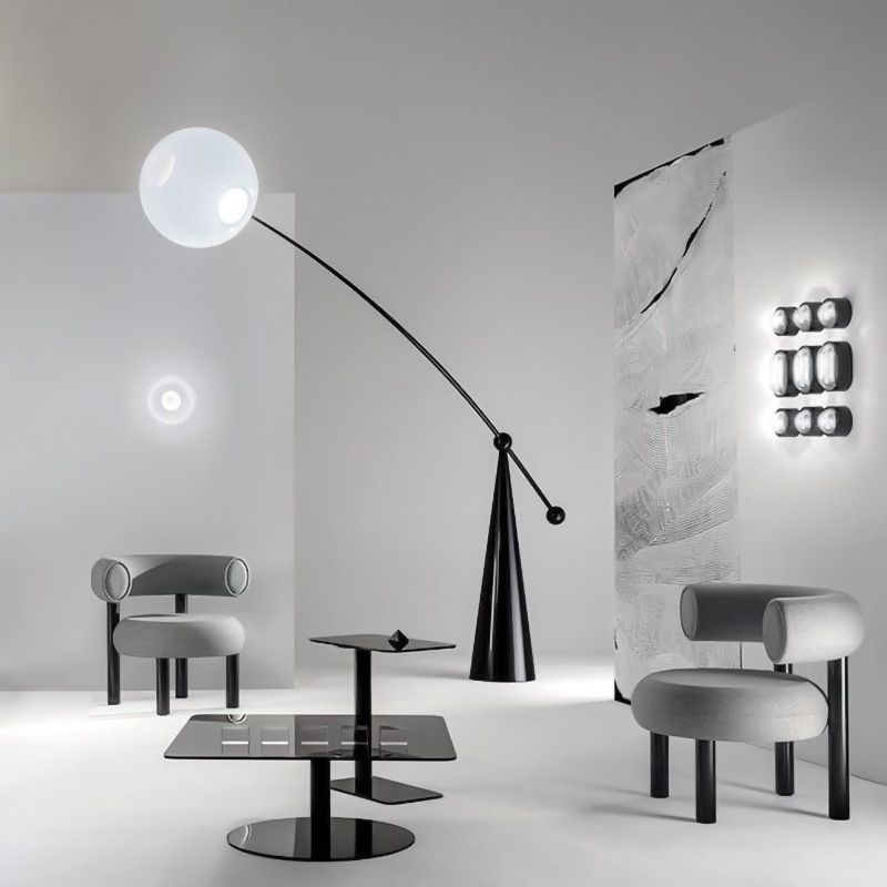 Paputat Floor Lamp Arc/Bubble Modern/Unique, Frosted Glass, White, Bedroom
