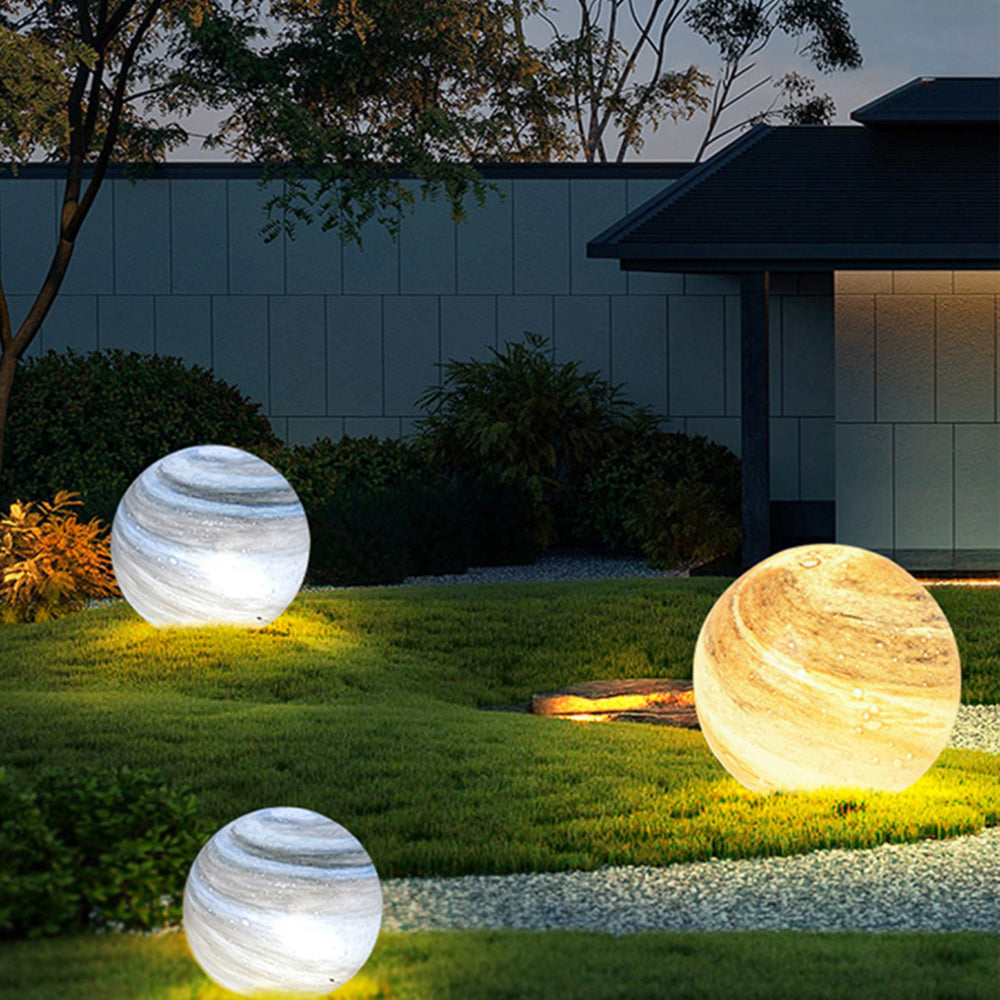 Lonogas Decorative Solar Planet Outdoor Ground Light, Milk Curry/Blue