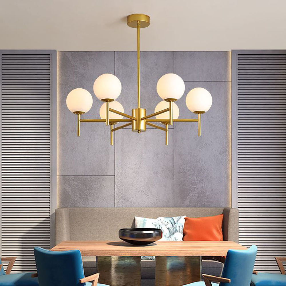 Bubarun Modern Globe Bubble Metal/Glass Pendant Light, Gold/Black