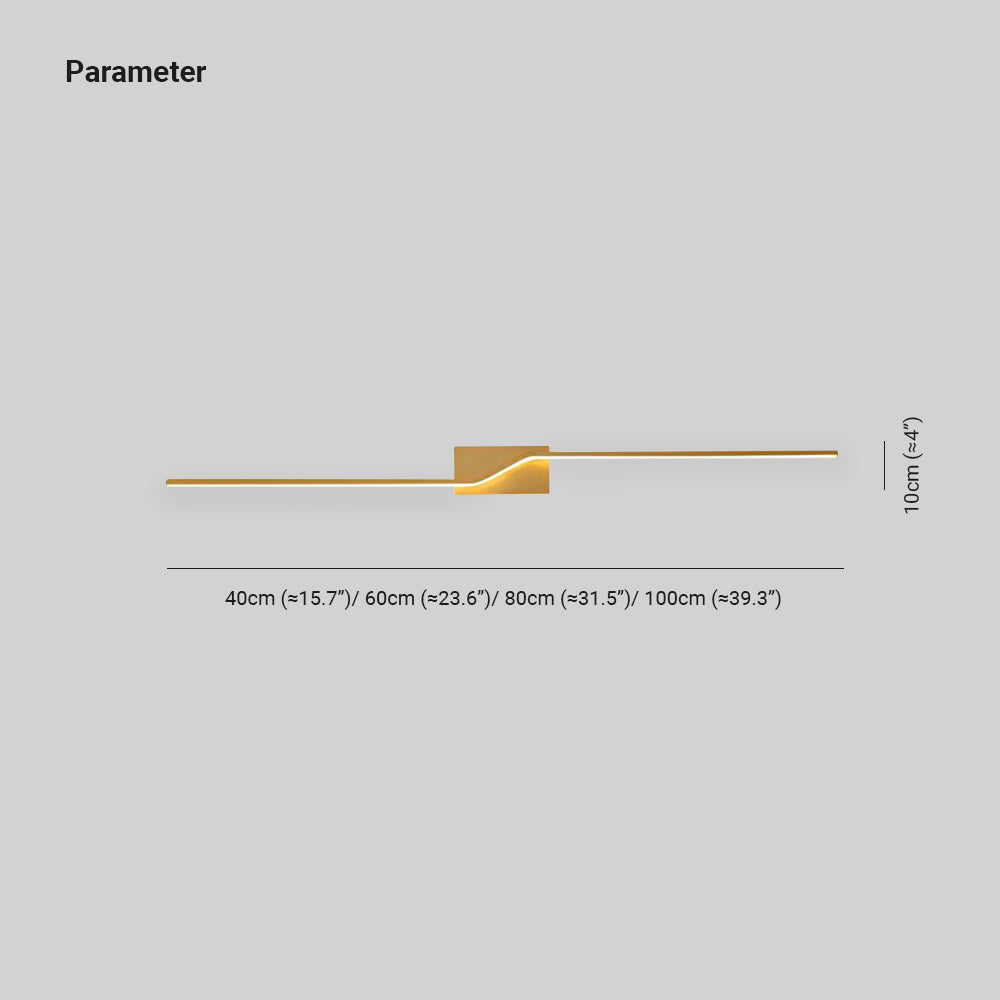 Jolevos Luxury Curved Linear Metal Wall Lamp, Gold
