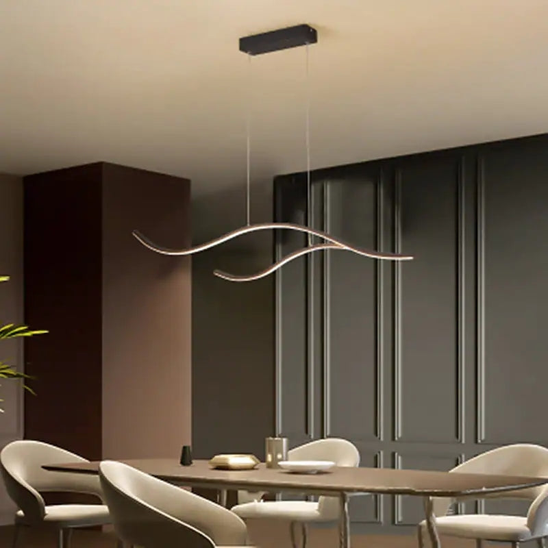 Lekubok Curved Linear Pendant Light, Black/Gold