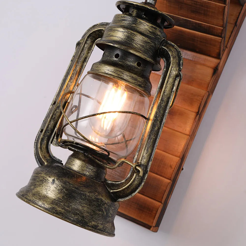 Orlena Wall Lamp Lantern Vintage Wooden Rustic-Relic Pieces