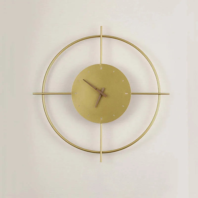 Norva Modern Clock Round Wall Lamp, Gold/Black-Relic Pieces