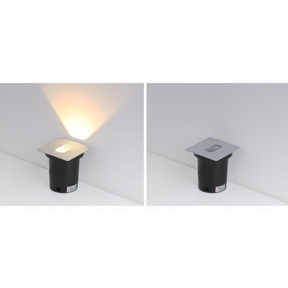 Menunos Modern Metal Square/Circular Outdoor Deck/Step Light, Black