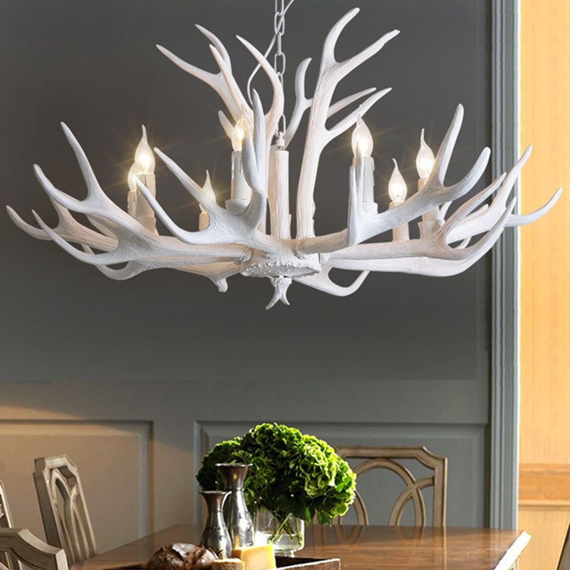 Kamudit Retro Deer Horn Resin Chandelier Living Room