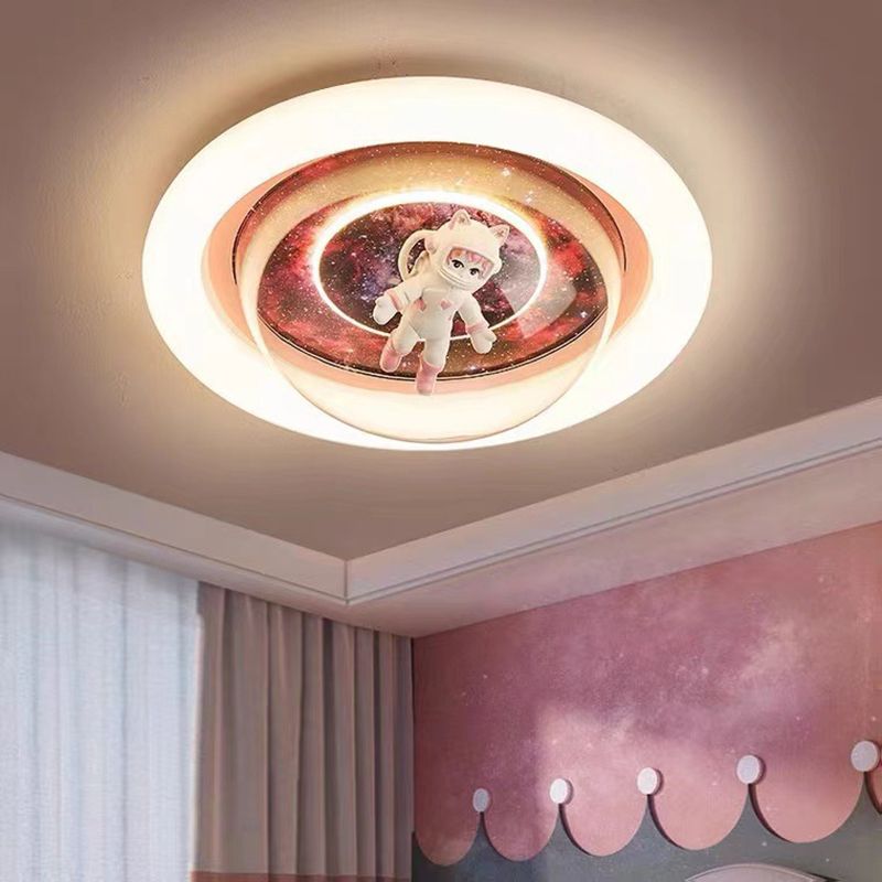 Gapubed Cosmic Astronaut & Galaxy Motif Flush Mount Ceiling Light
