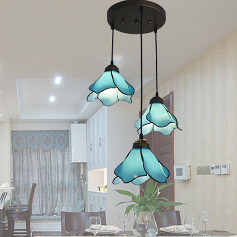 Latumod Flower Resin Pendant Light, Blue/Pink, 1/3 Heads