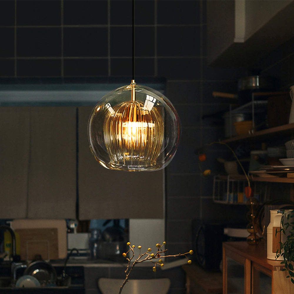 Althio Pendant Light Glass Globe Clear Amber-Relic Pieces