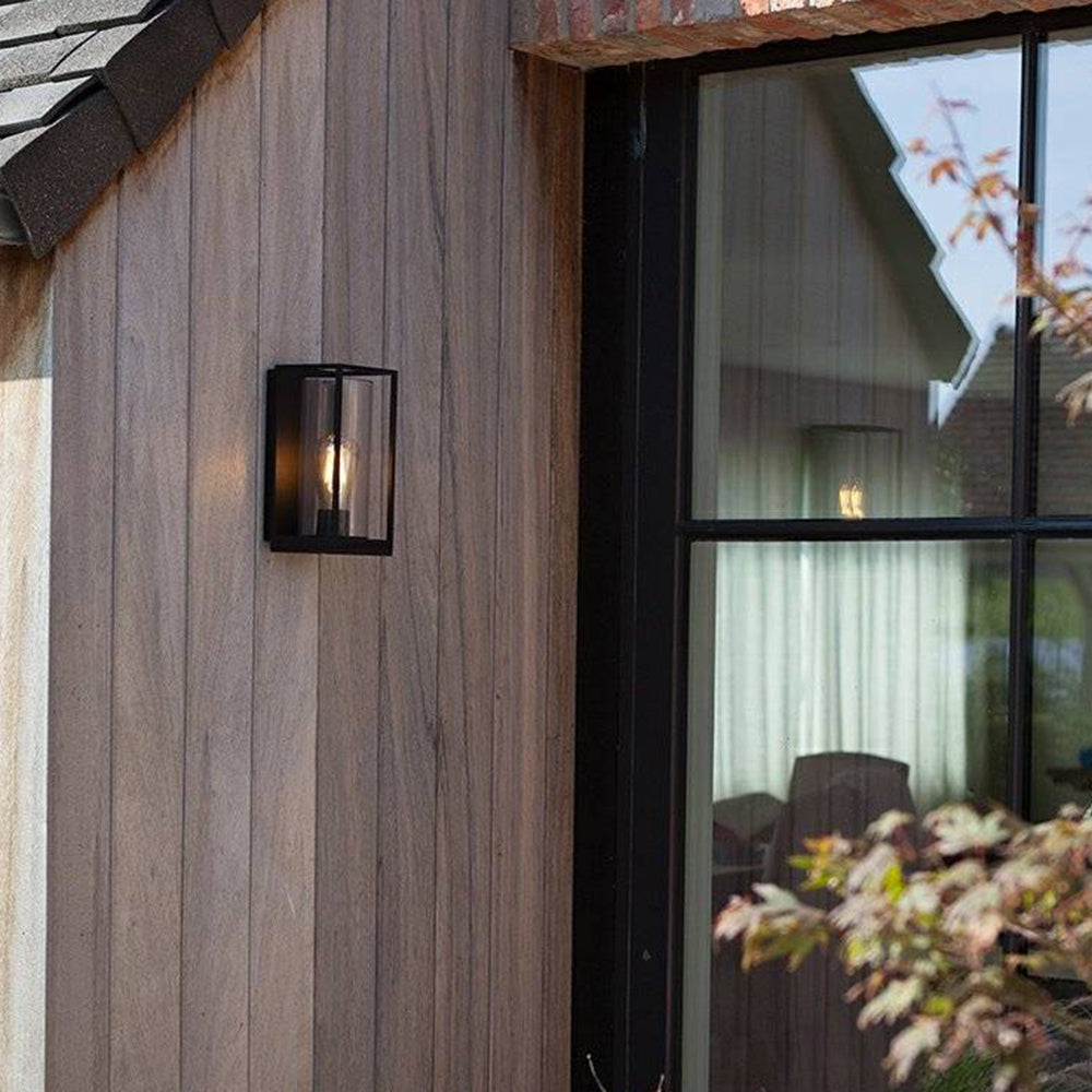 Vopegir Modern Rectangular Metal Outdoor Wall Lamp, Black