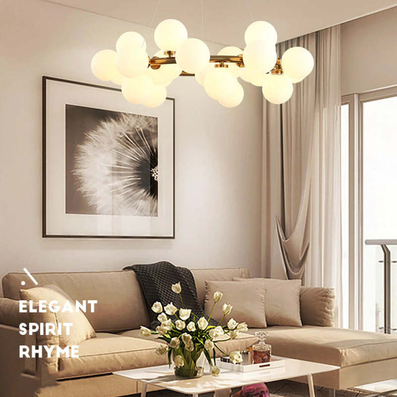 Cogamom Bass Glass Bubble Golden Chandelier