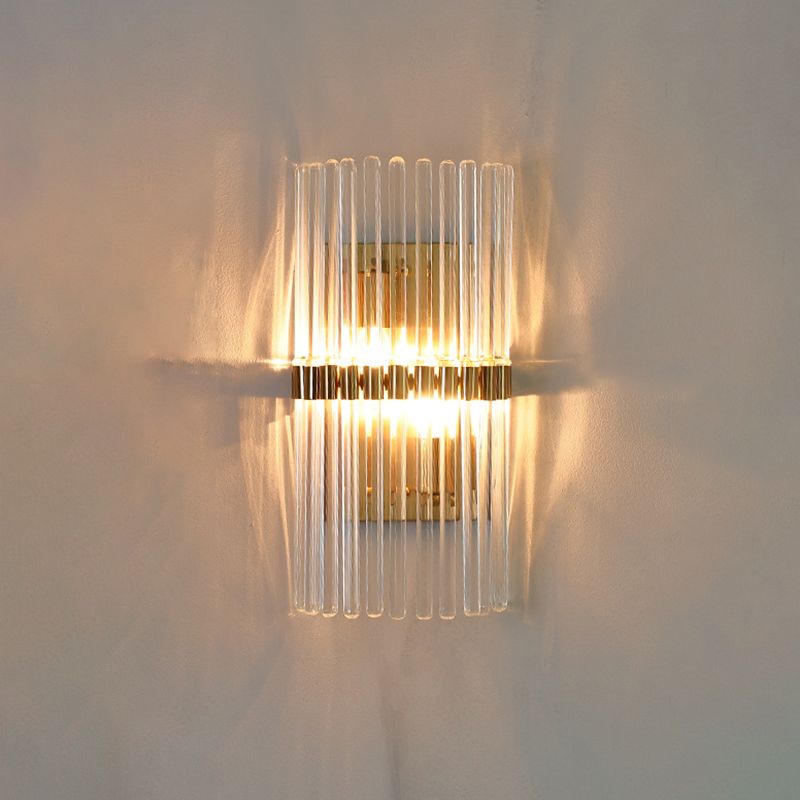 Monuvam Modern Cylindrical Metal/Crystal Wall Lamp, Gold