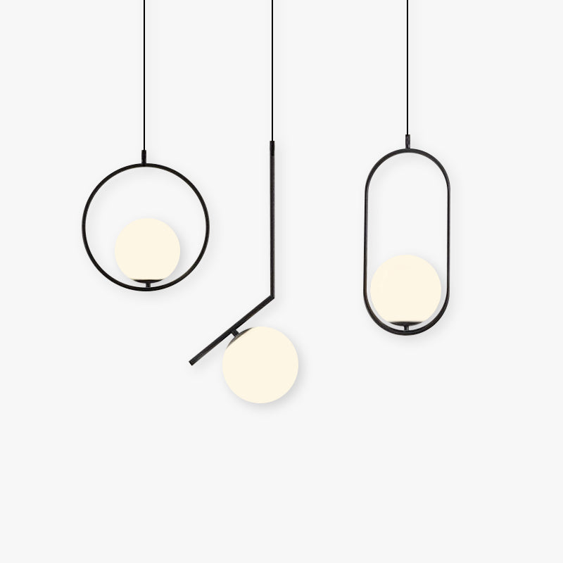 Dosenud Modern Globe Metal/Glass Pendant Light, 3 Style