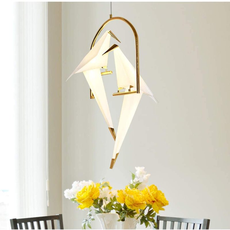 Mubagir Modern Nordic Post Modern Bird Pendant Light, White/Clear