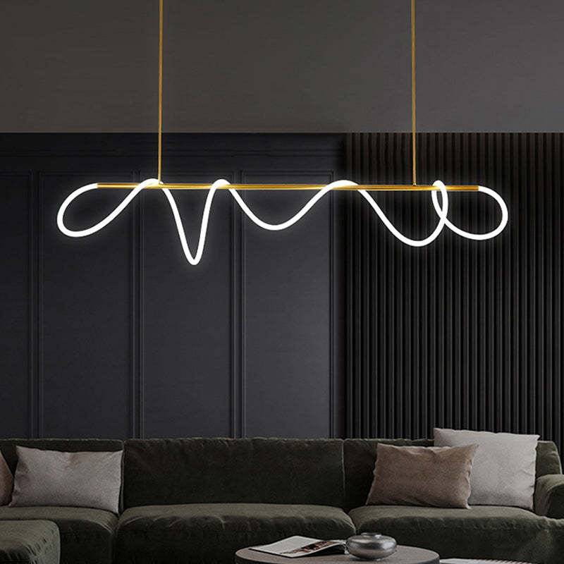 Wasaten Curved & Linear Semi Flush Mount Ceiling Light, Gold