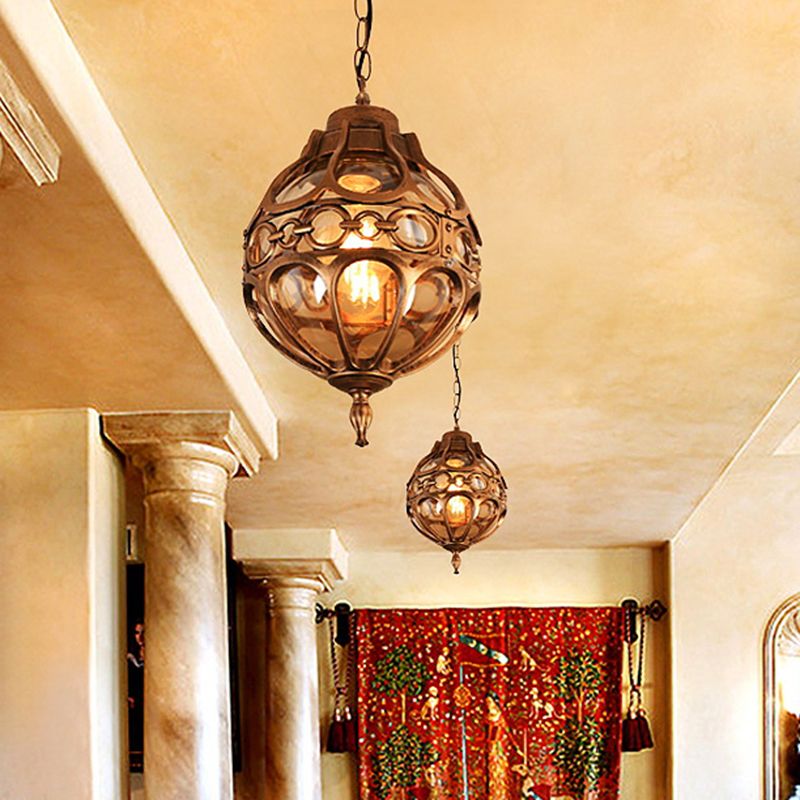 Mumakoke Loft Sphere Vintage Farmhouse Rustic Pendant Light Black/Bronze Dining Room