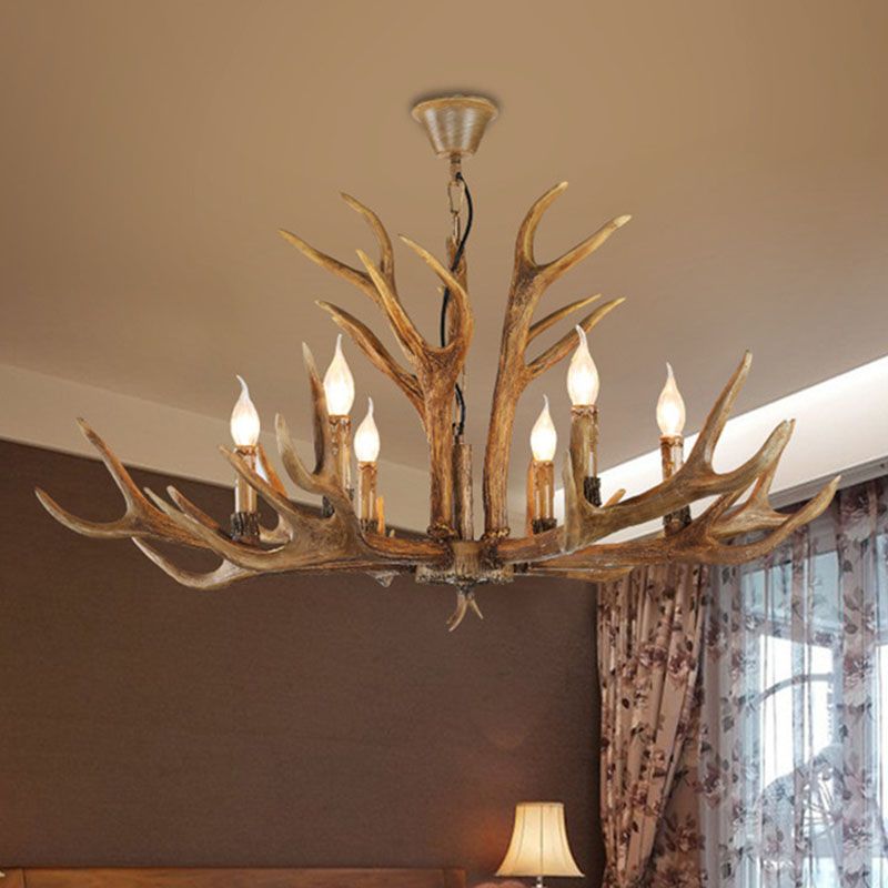 Kamudit Retro Deer Horn Resin Chandelier Living Room