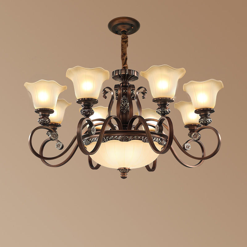 Nevitore Retro Flower Pendant Light Metal Glass Living Room Bedroom