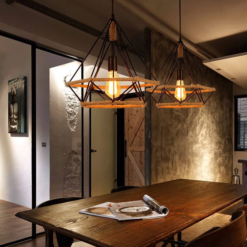 Juporelu Countryside Diamond Pendant Light Black Metal Kitchen/Cafe