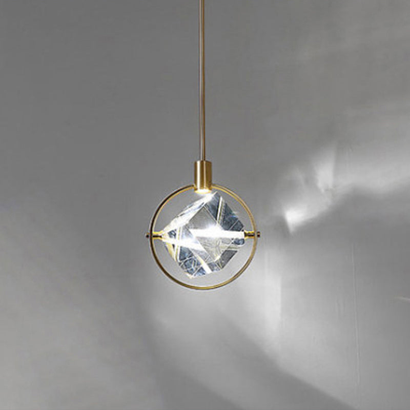 Samiror Modern Luxury Geometry Metal/Crystal Pendant Light, Gold