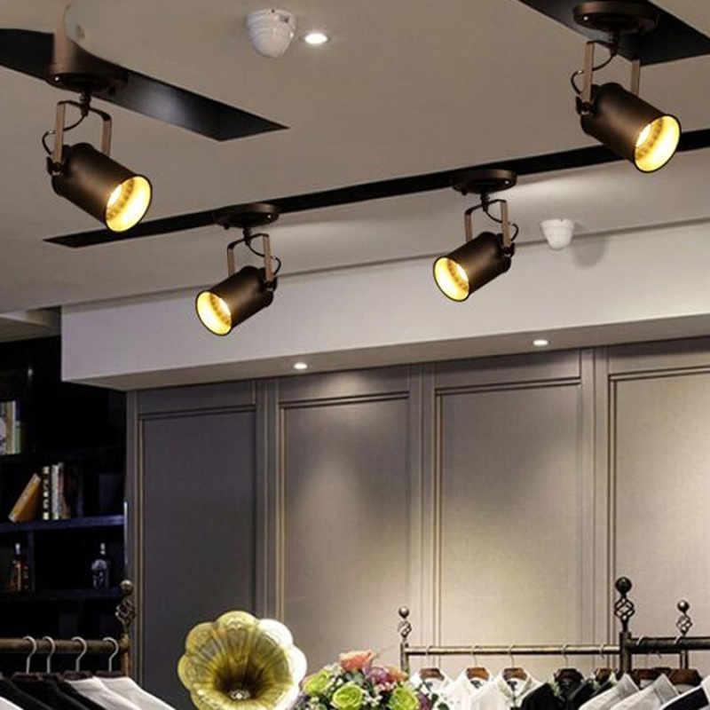 Tudelir Vintage Adjustable Semi-Flush Mount Ceiling Light, Black