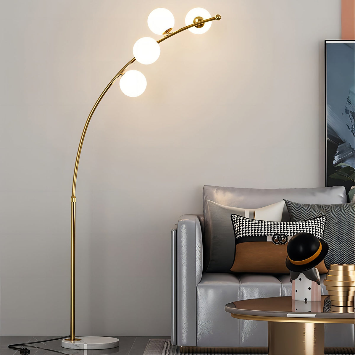 Zubivul Modern Arc Multi Head Bubble Floor Lamp Black/Gold