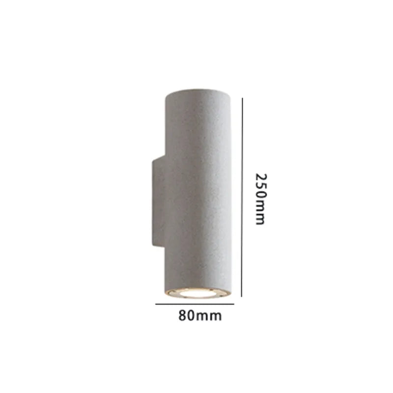Tarumon Minimalist Cylindrical Double-headed Cement Outdoor Wall Lamp, Black/White