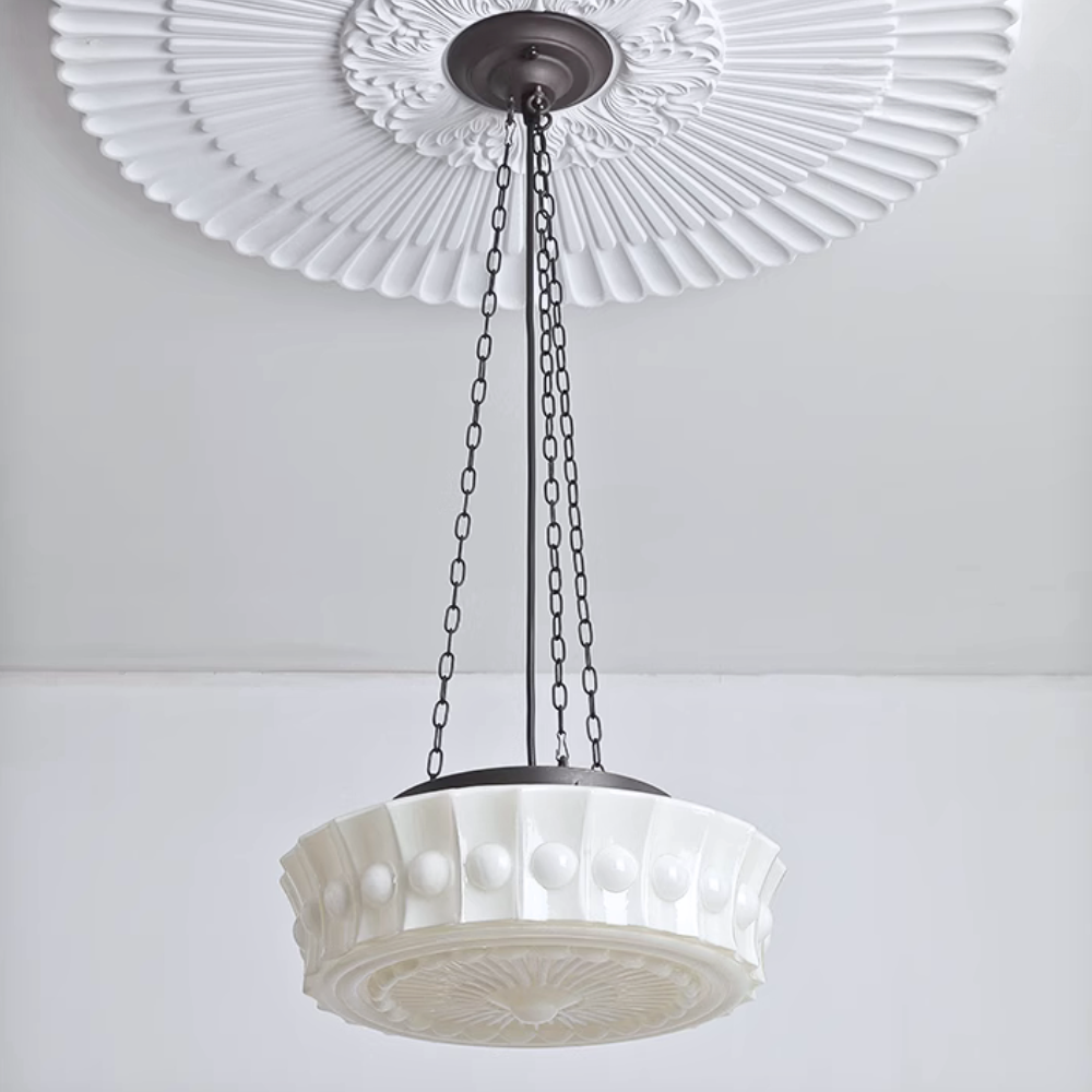 Rumagus Vintage French Country Dome Pendant Light, White/Beige