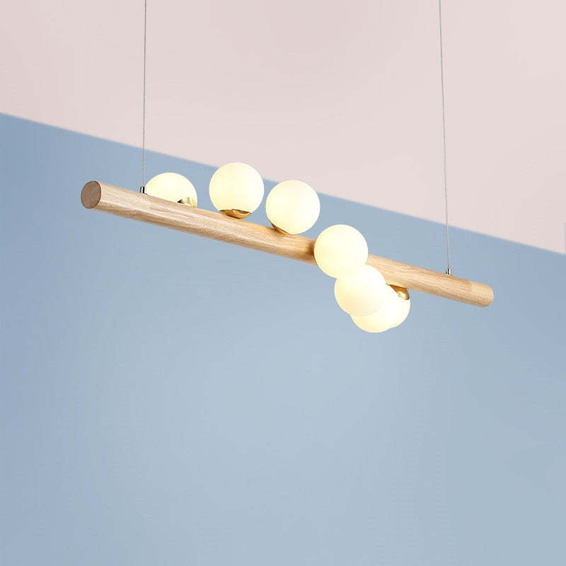 Taribid Glass Bubble Pendant Light Wood/Walnut