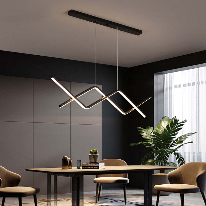 Nopanul Pendant Light Linear/Double Curve Modern, Metal, Black/Gold