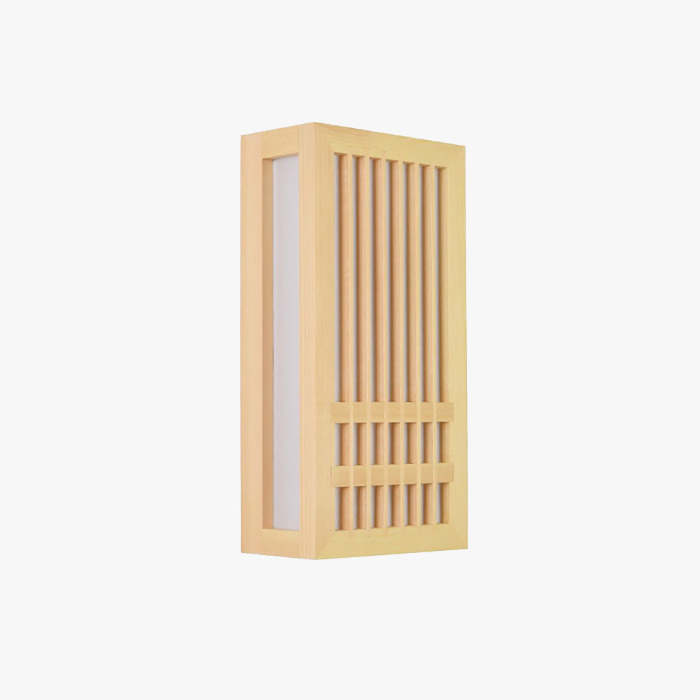 Jagegok Wall Lamp Rectangular Rustic, Wood/, Log Color, Bedroom