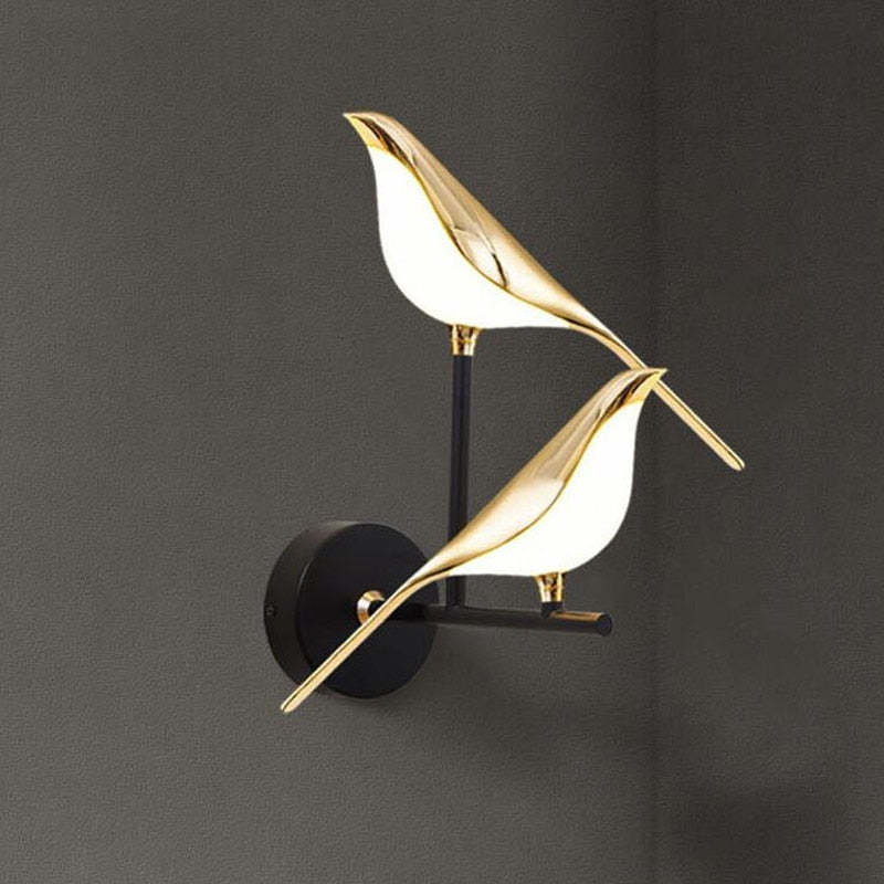 Kimilot Minimalist Magpie Bird Metal Wall Lamp, Bedroom