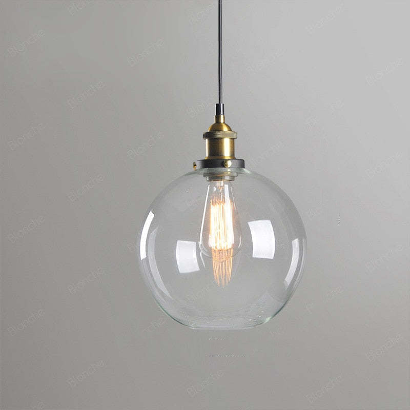 Teni Industrial Glass Pendant Light Clear/Amber/Smoke Grey-Relic Pieces