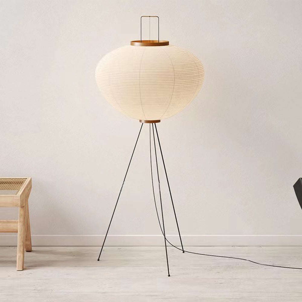 Nunosat Minimalist Tripod Lantern Paper Floor Lamp, White